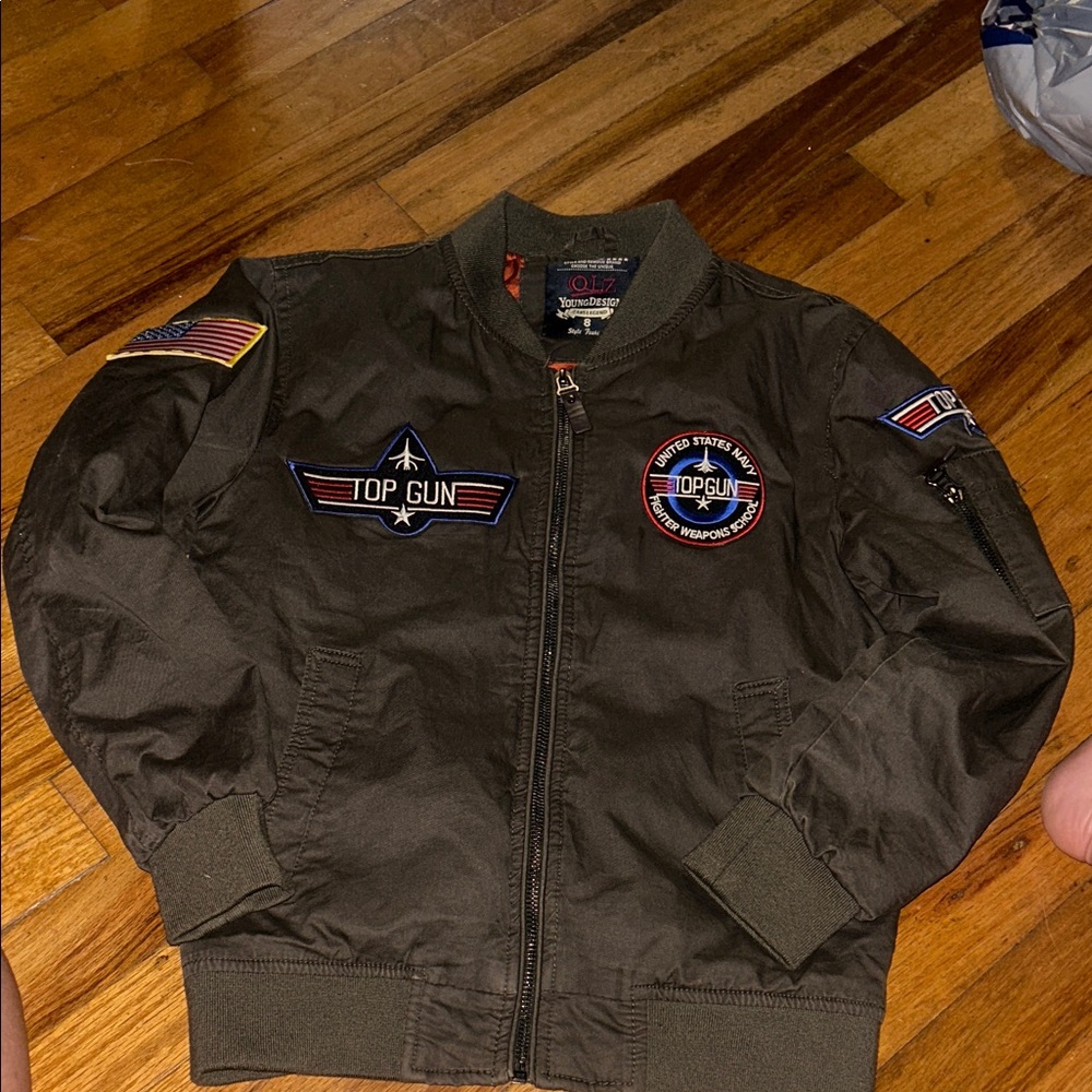 NWOT Top Gun Patch Bomber Jacket - Olive Green